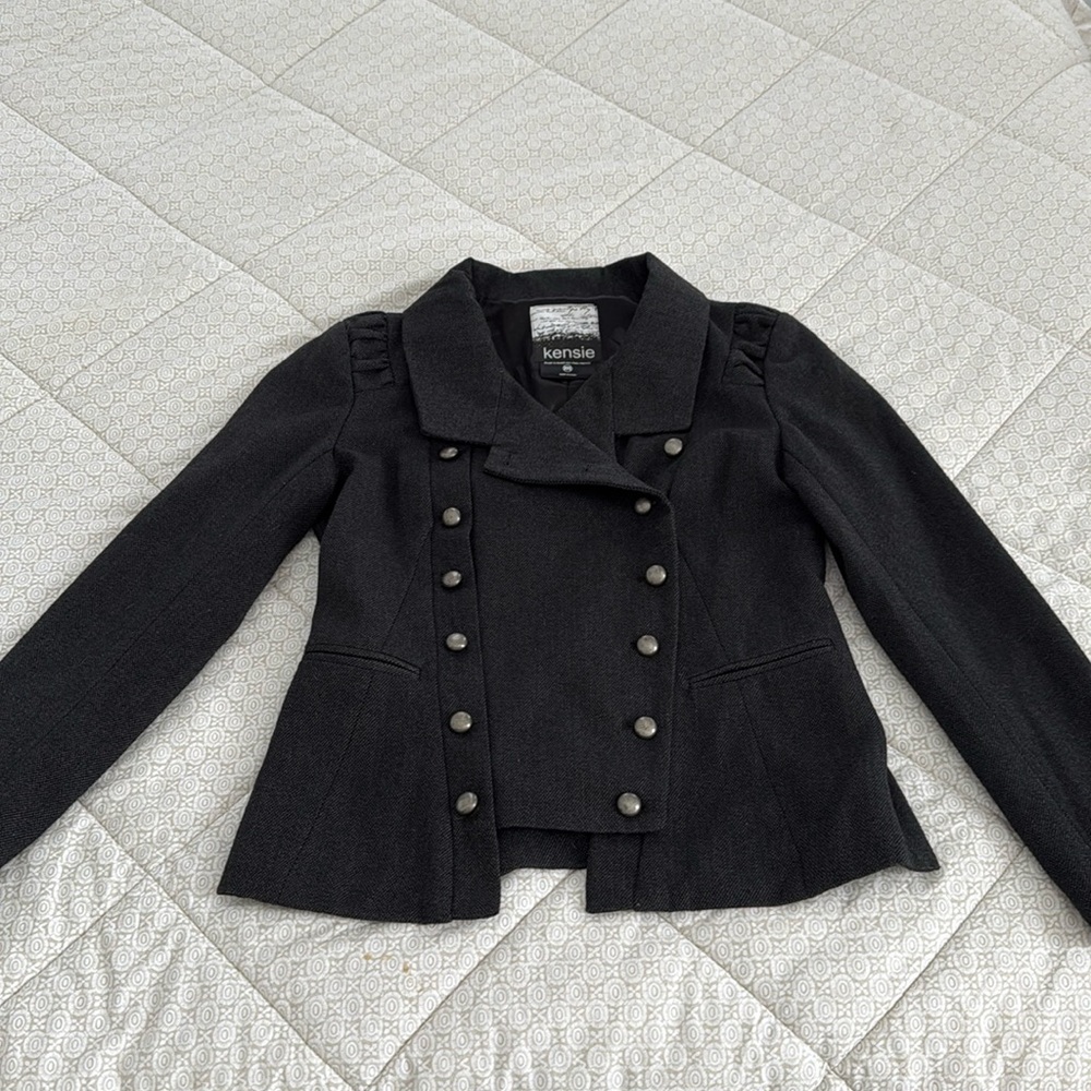 Grey/ Black Blazer double breasted button / lined